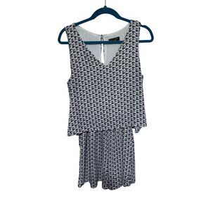 ReneeC. Romper Dressier look White Black Geometric Pockets Womans L